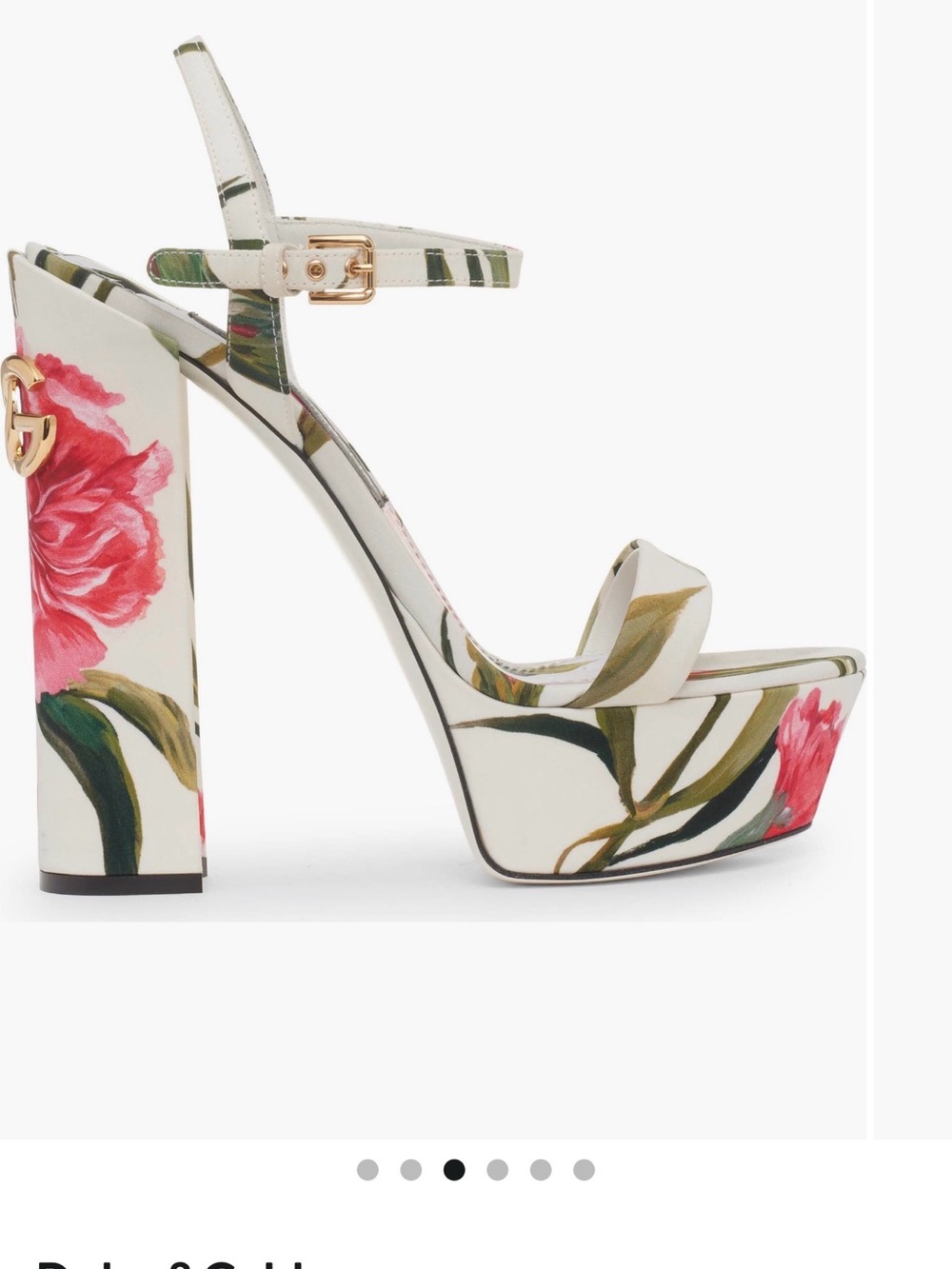 Dolce & Gabbana White Floral Platform Ankle-Strap Sandal